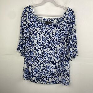 Chico’s TRAVELERS CLASSIC Off-The-Shoulder Top paisley Blue & White size L